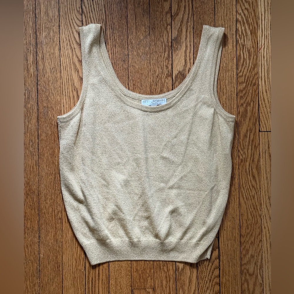 St John Basics Gold Tank Top - Size Large